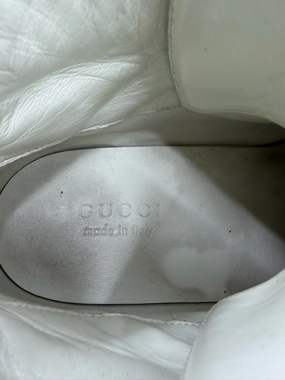 Gucci Mens Great White‎ High Top Sneakers sz 9.5 off white lace up strap 386738